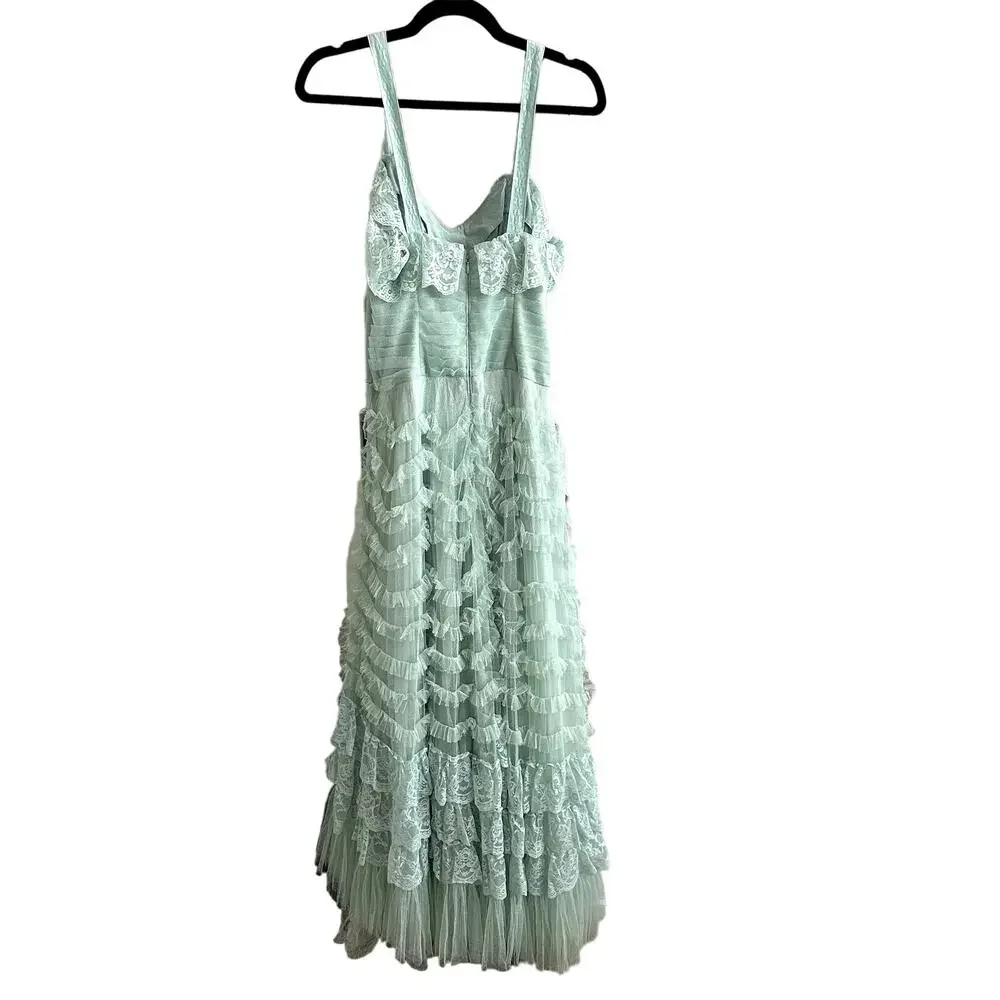 LoveShackFancy Sharelle Tulle Maxi Dress Gown Mint Green - Picture 4 of 9